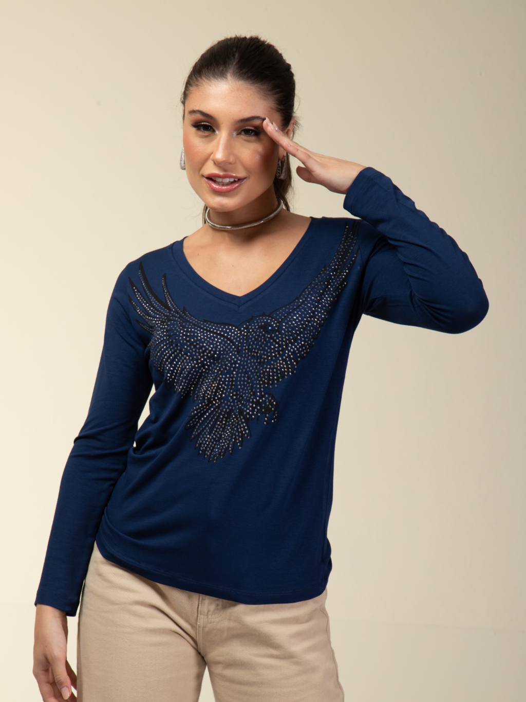 Manga Longa Águia de Strass - Divina Garota