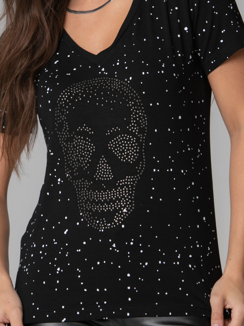 T-Shirt Caveira Poá Strass
