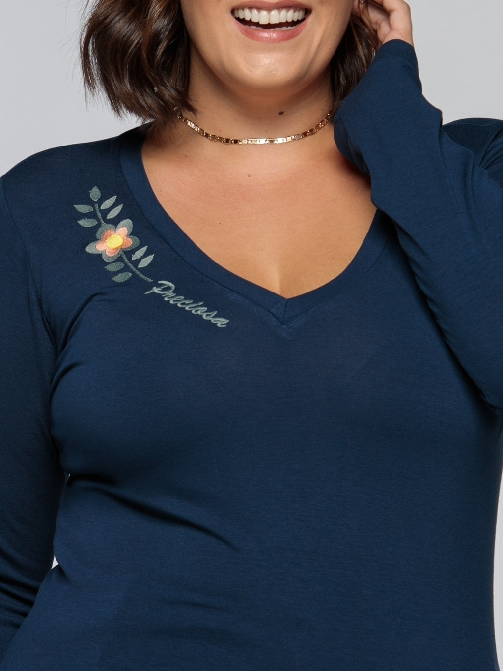 Manga Longa Preciosa Bordada - Divina Garota