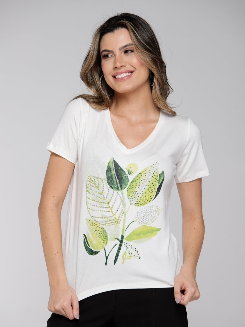 T-shirt Folhas Aquarela - Divina Garota