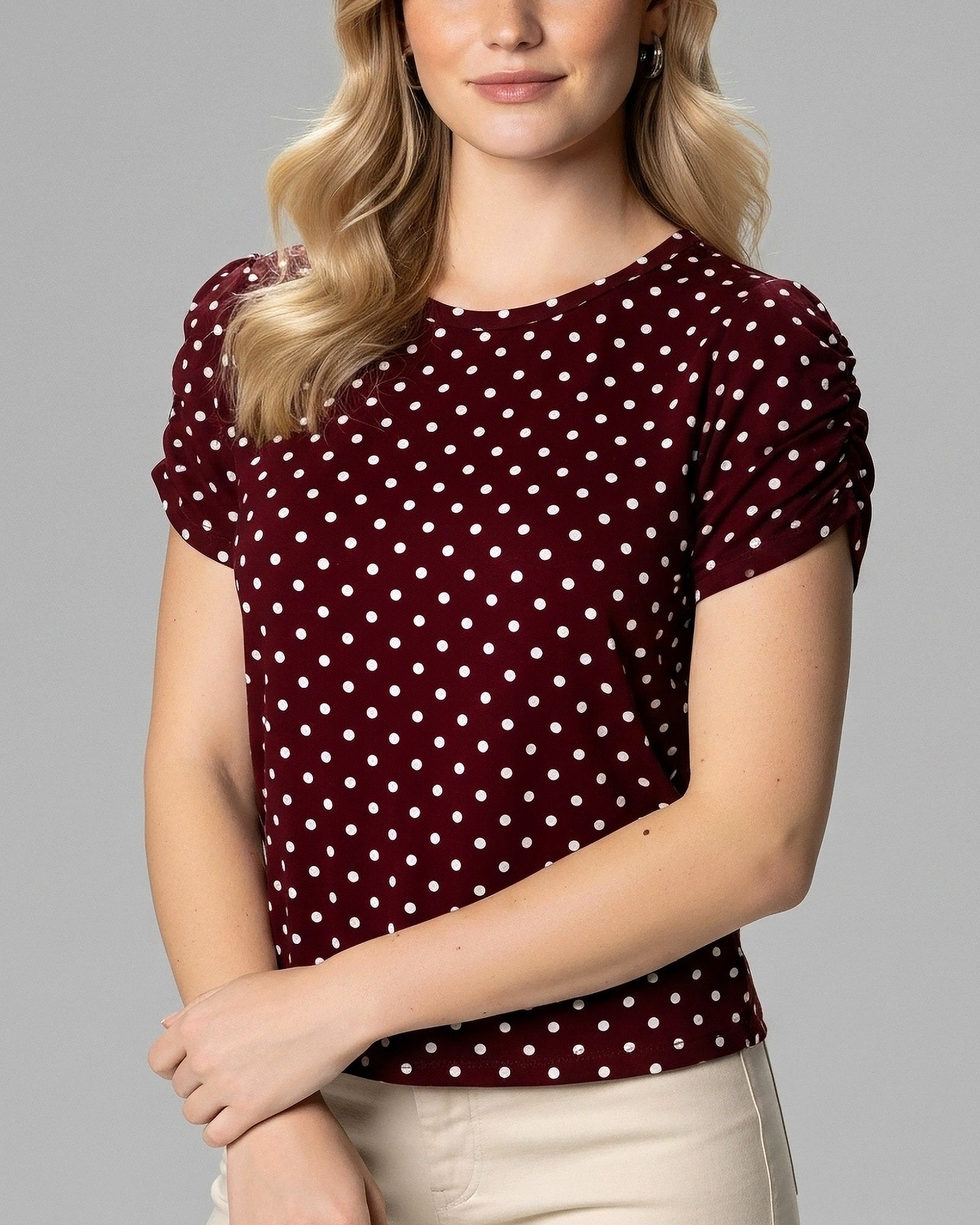 Blusa Bufante Poá Bordô