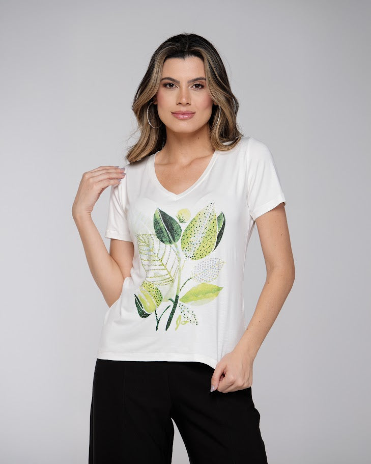 T-shirt Folhas Aquarela - Divina Garota