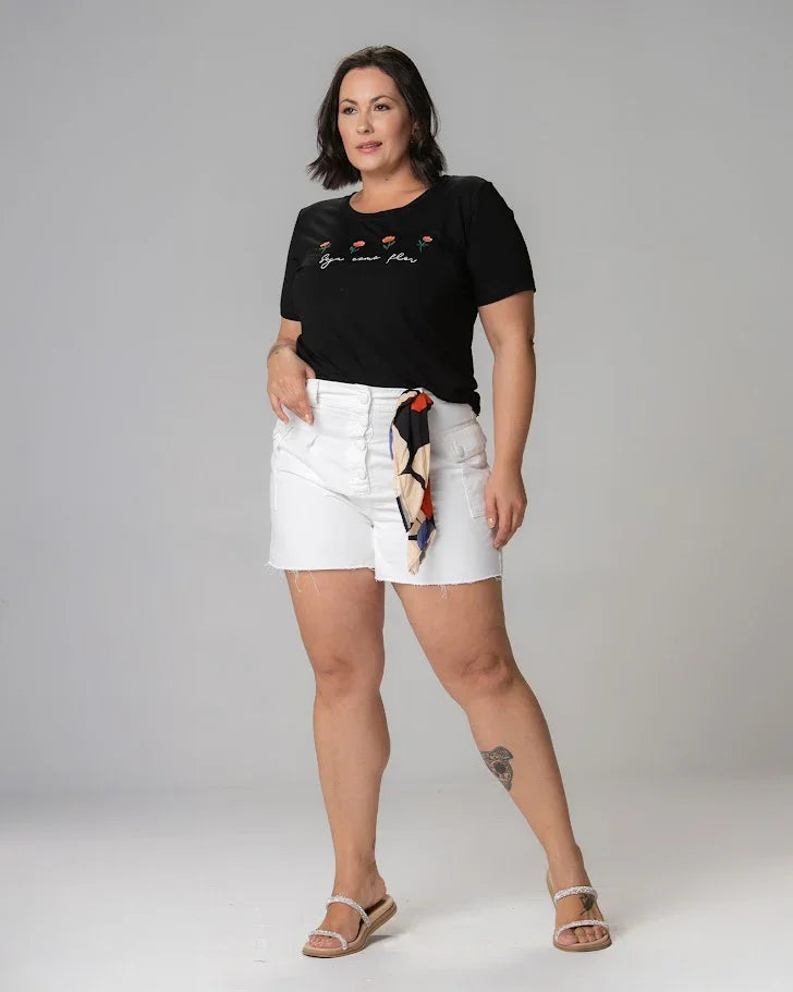 T-shirt Bordada Seja como flor - Divina Garota