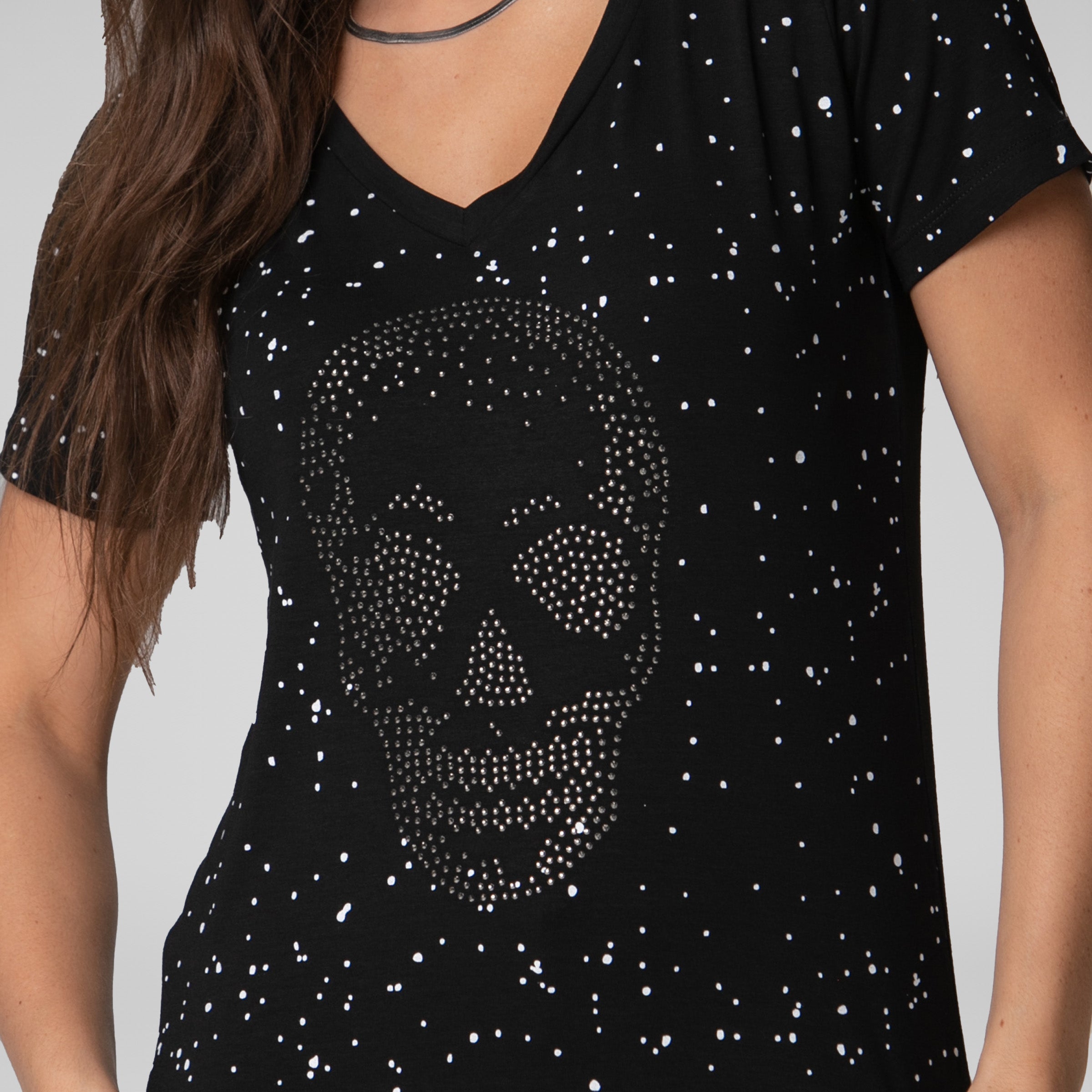 T-Shirt Caveira Poá Strass