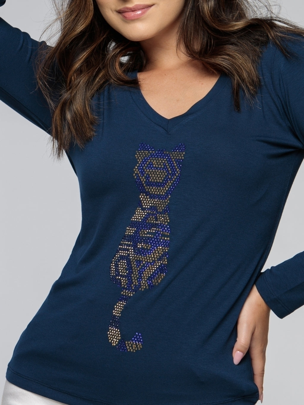 Manga Longa Gato Mosaico - Divina Garota