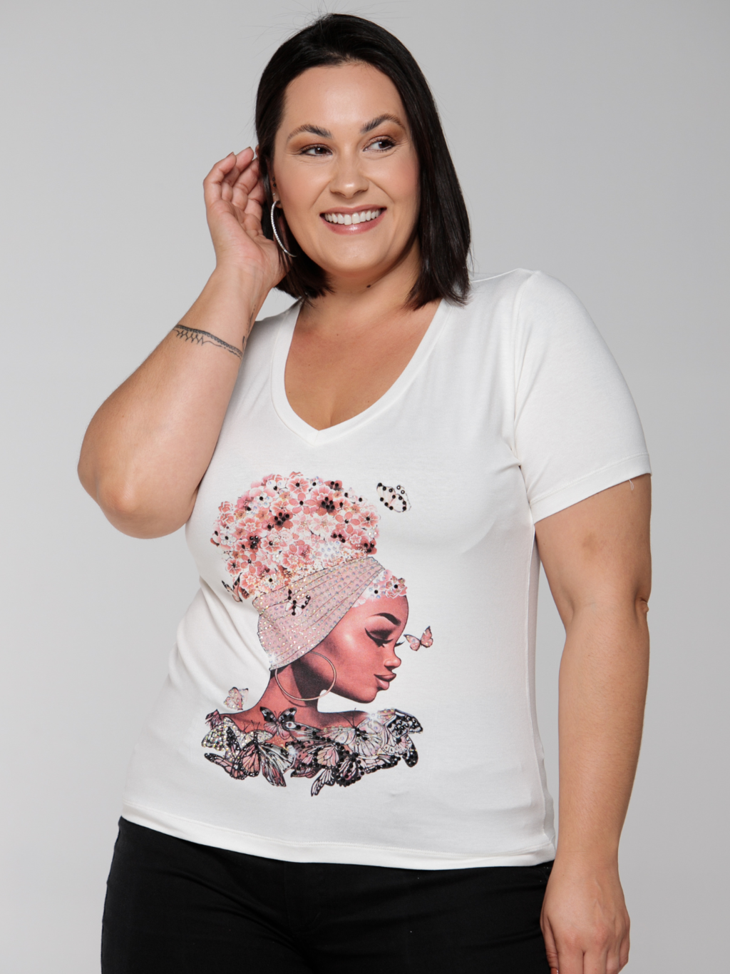 T-shirt Floral Hair - Divina Garota