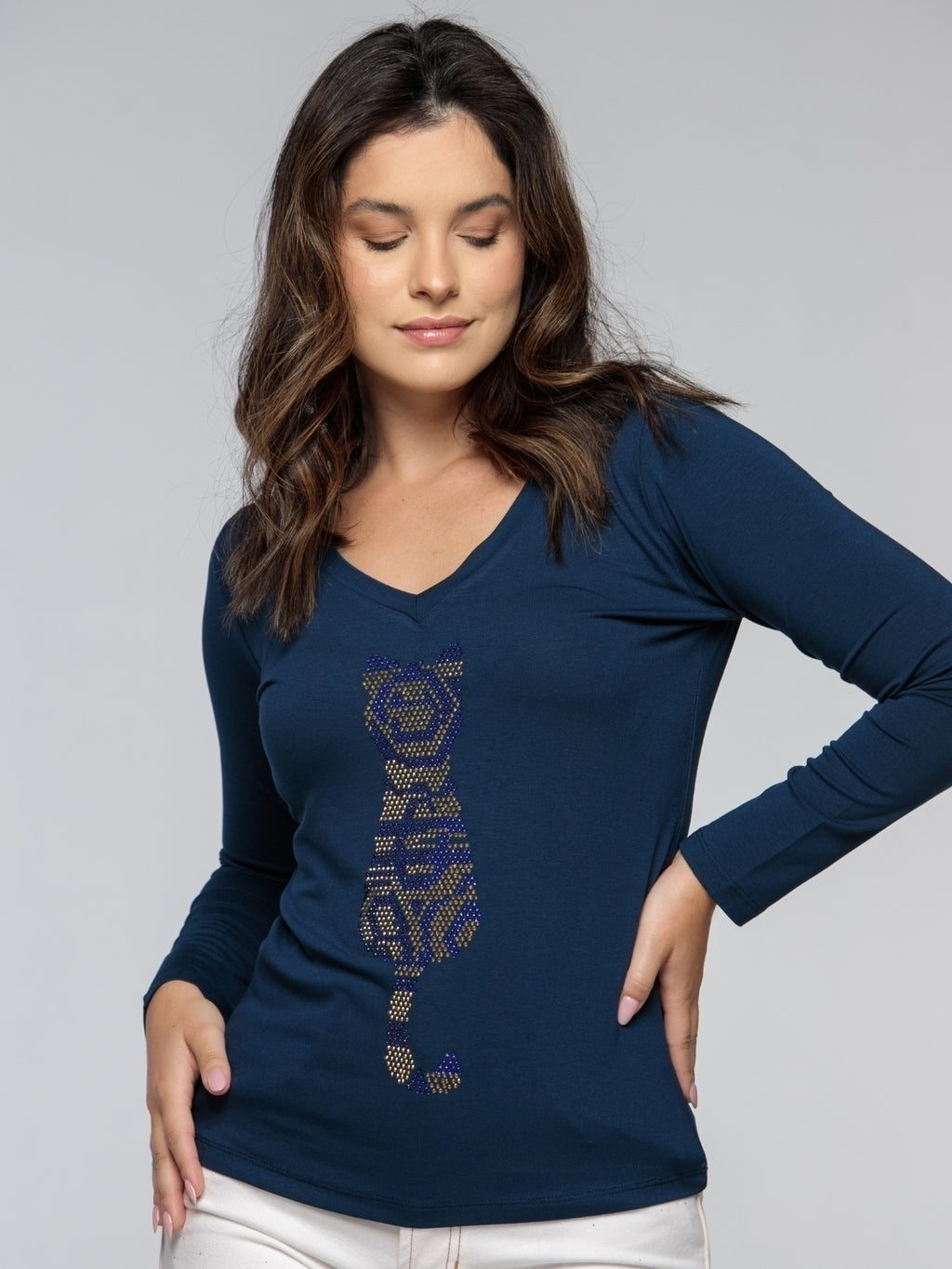 Manga Longa Gato Mosaico - Divina Garota