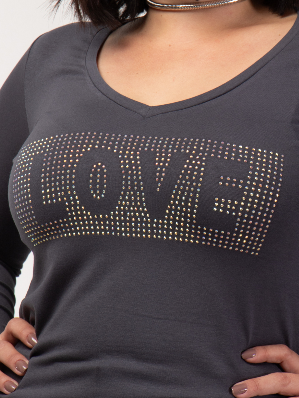 Manga Longa Love Strass - Divina Garota