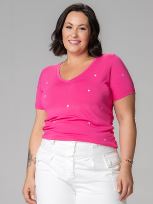 T-shirt Mini Corações Bordado - Divina Garota