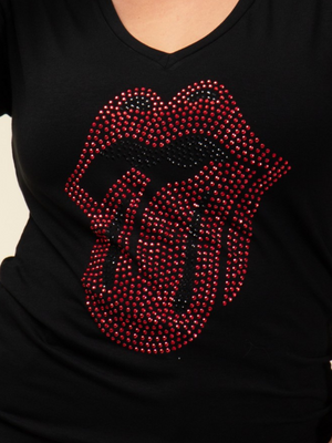 T-Shirt Língua Strass - Divina Garota