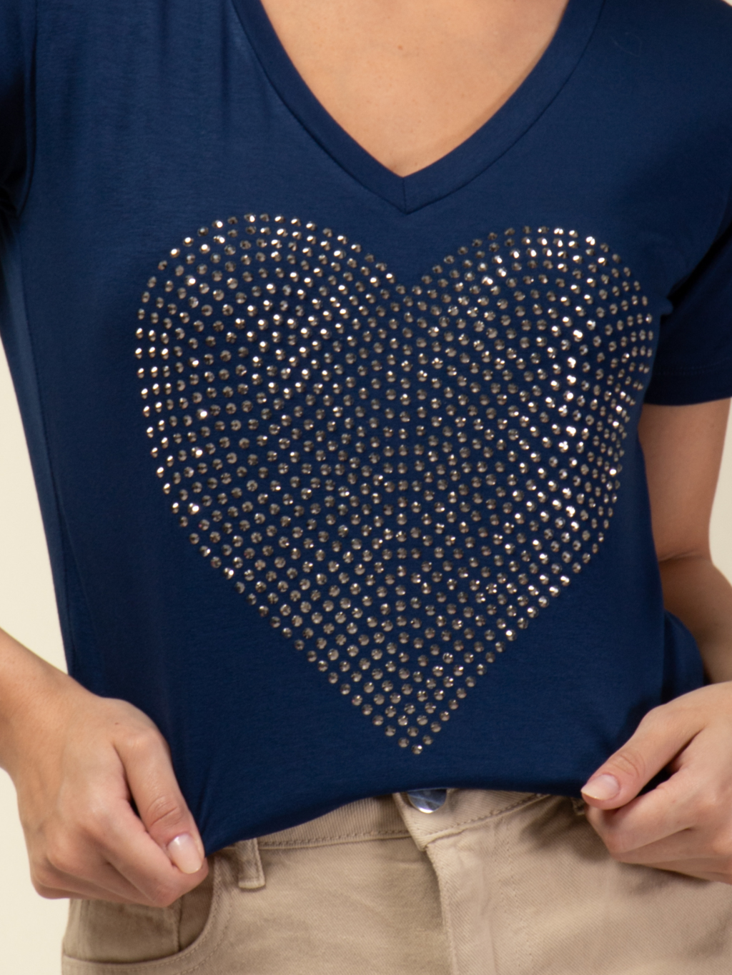 T-shirt Coração Strass