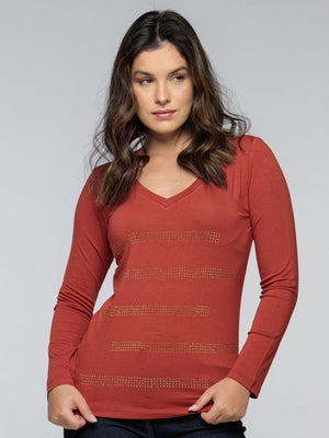 Manga Longa Listras Strass - Divina Garota