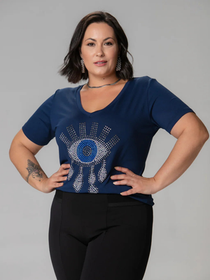 T-Shirt Olho Grego Strass - Divina Garota