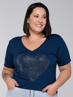 T-shirt Coração Strass - Divina Garota