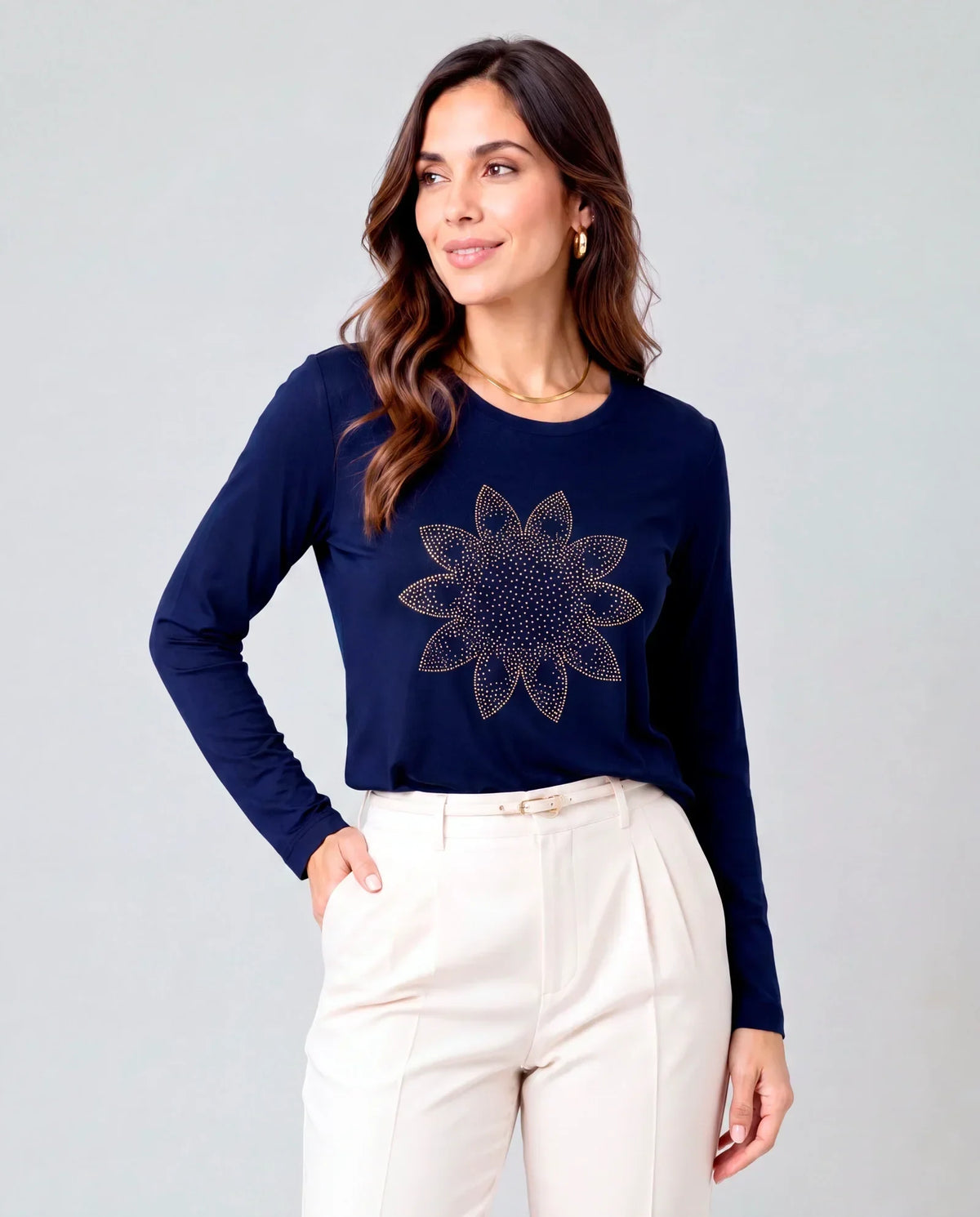 Blusa Manga Longa Girassol Dourado