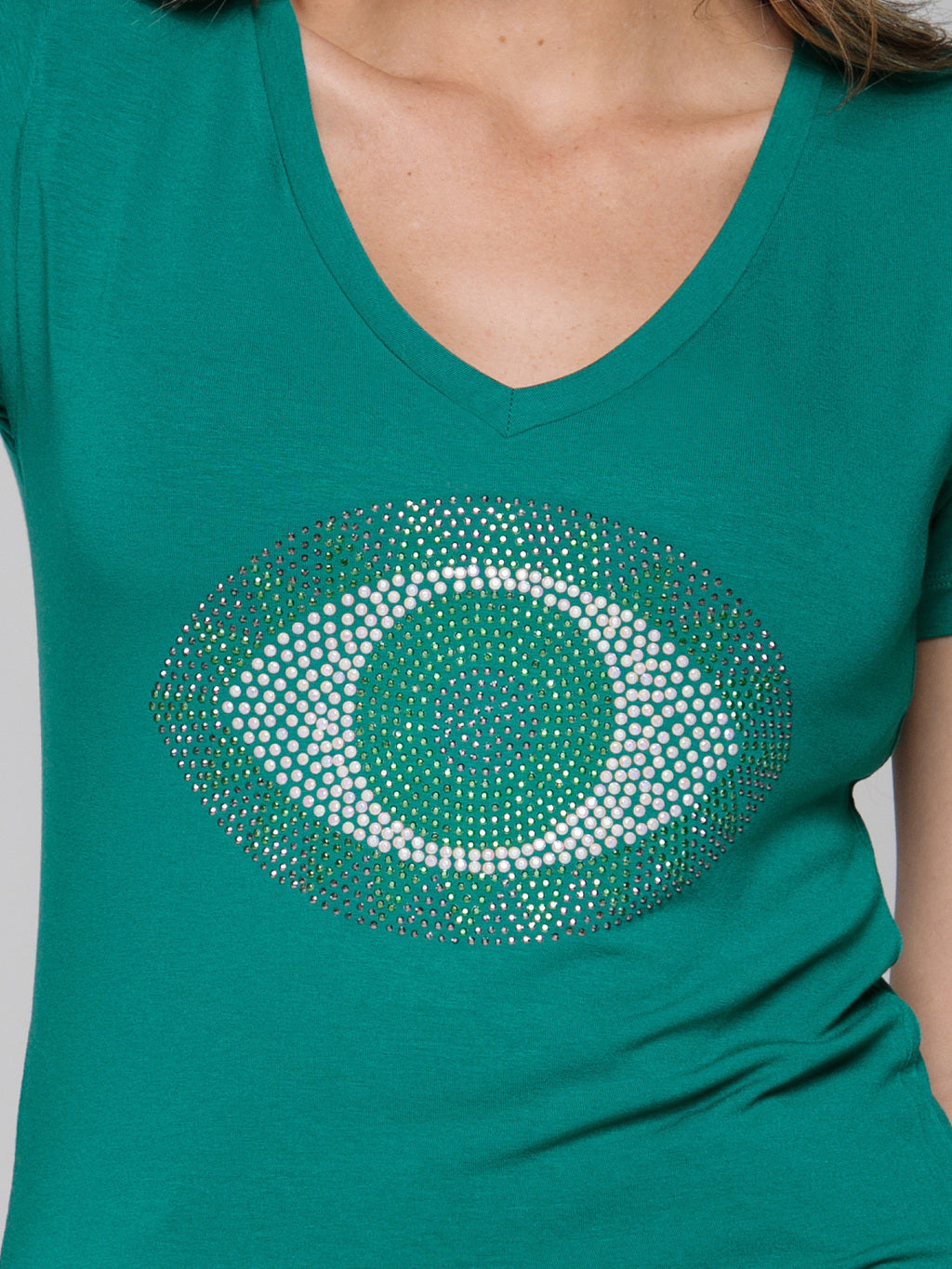 T-shirt Olho de Jade Strass