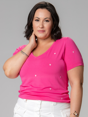 T-shirt Mini Corações Bordado - Divina Garota