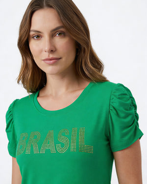 Blusa Bufante Brasil Strass