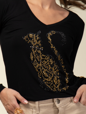 Manga Longa Cat Animal Print