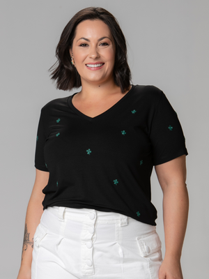 T-shirt Bordada Mini Trevo - Divina Garota