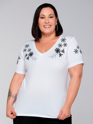T-shirt Bordada Alice - Divina Garota
