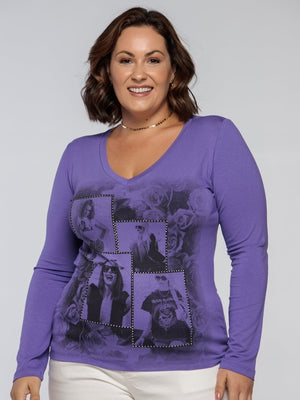 Manga Longa Rosas Polaroid - Divina Garota