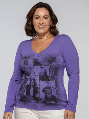 Manga Longa Rosas Polaroid - Divina Garota