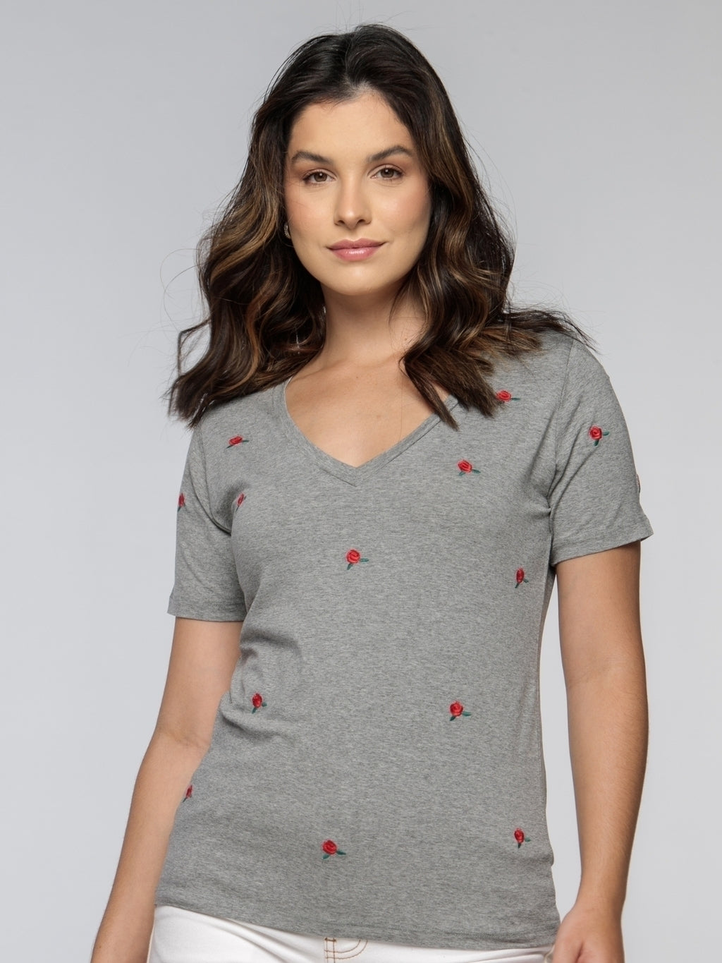 T-shirt Mini Rosas Bordada