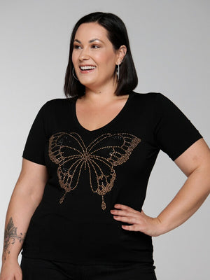 T-shirt Butterfly Strass - Divina Garota