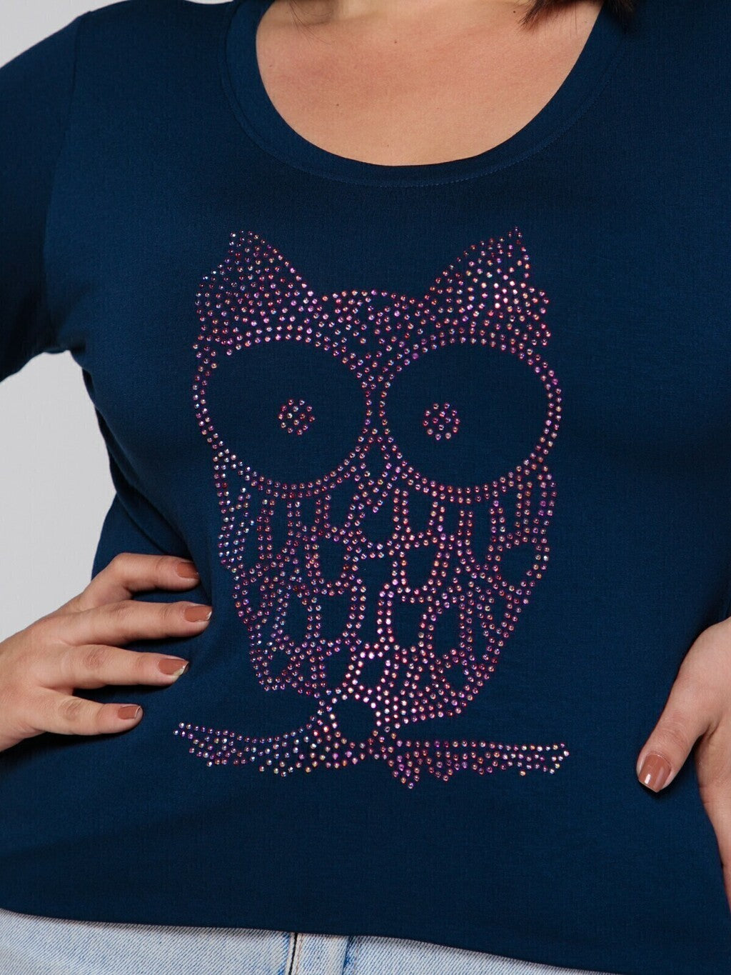 T-shirt Coruja Strass