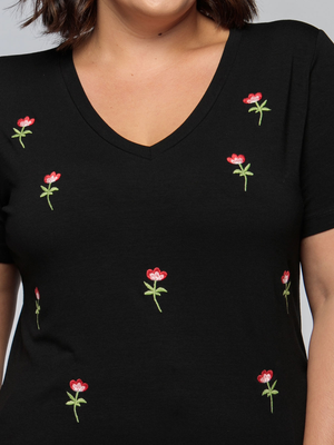 T-shirt Mini Tulipas Bordada - Divina Garota