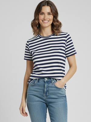 T-shirt Listrada Navy Divina Garota