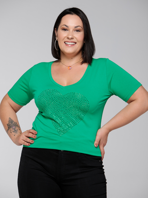 T-shirt Verde Coração - Divina Garota