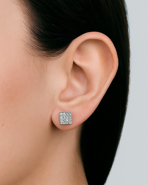 Brinco Square Cravejado Zircônia - Divina Garota
