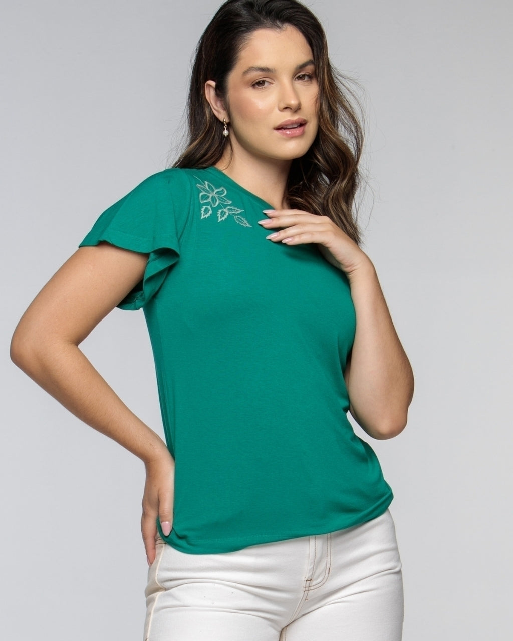 Blusa Bordada Flor de Lis