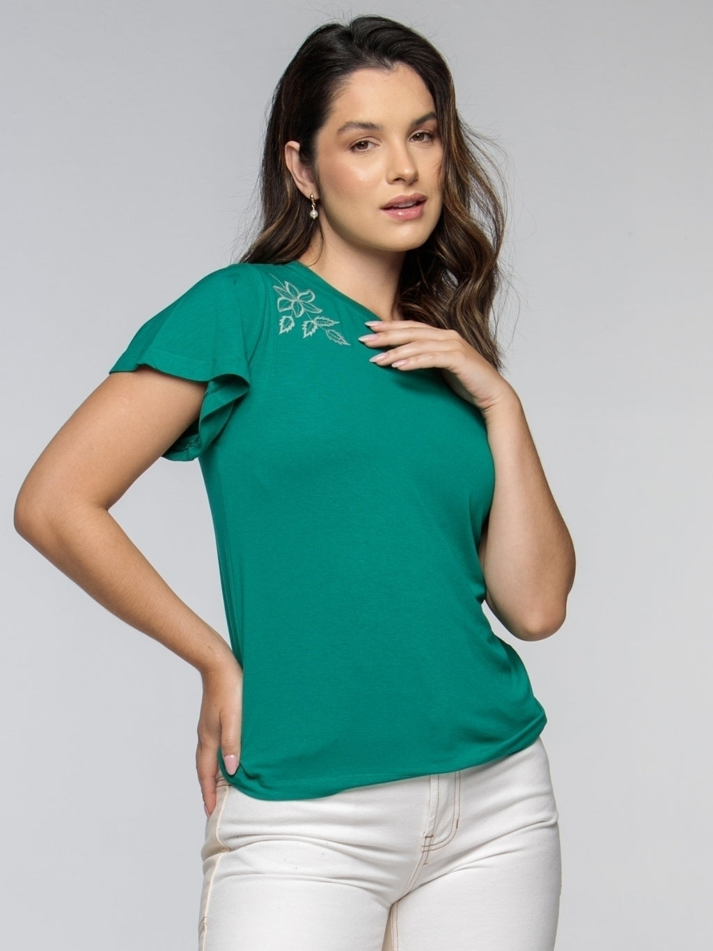 Blusa Bordada Flor de Lis