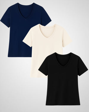 Kit 3 Peças Essenciais Gola V - Divina Garota