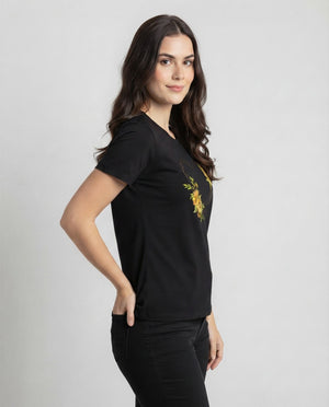 T-Shirt Coração Floral Girassol