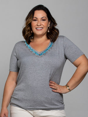 T-shirt Topázio Bordada - Divina Garota