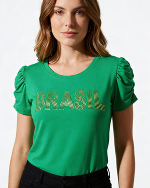 Blusa Bufante Brasil Strass
