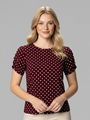 Blusa Bufante Poá Bordô Divina Garota