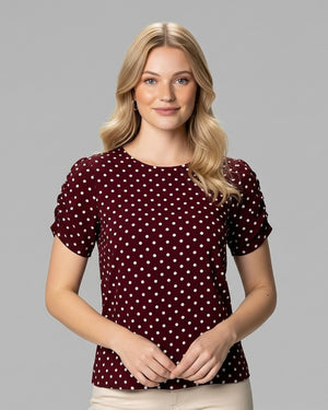 Blusa Bufante Poá Bordô Divina Garota