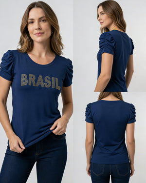 Blusa Bufante Brasil Strass