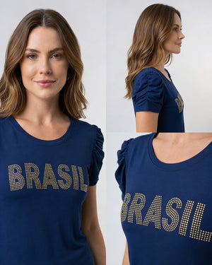 Blusa Bufante Brasil Strass