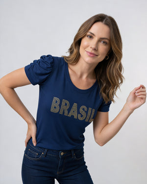 Blusa Bufante Brasil Strass