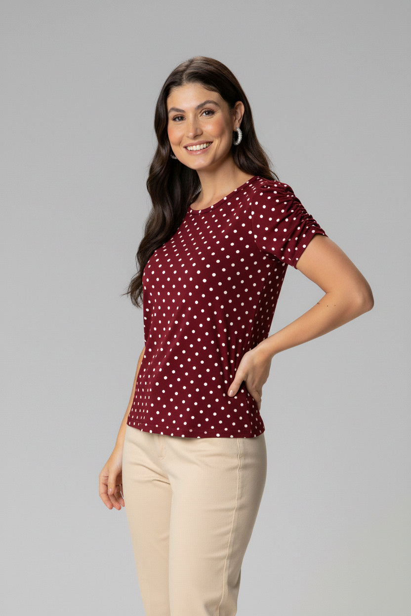 Blusa Bufante Poá Bordô