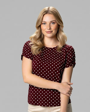 Blusa Bufante Poá Bordô Divina Garota