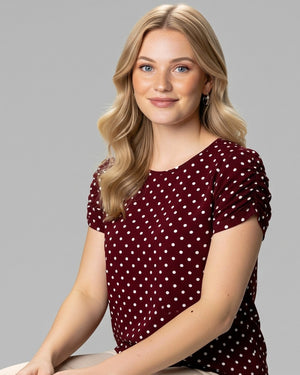 Blusa Bufante Poá Bordô Divina Garota