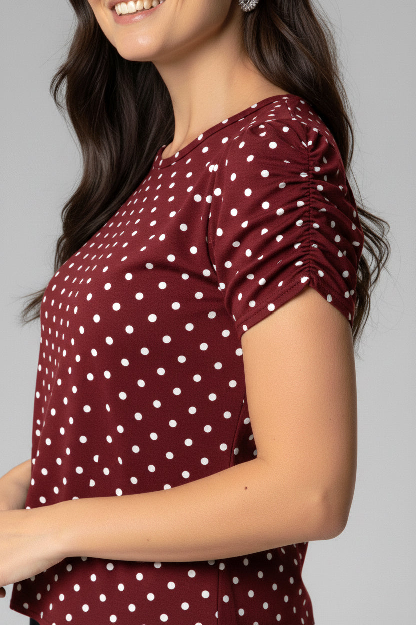 Blusa Bufante Poá Bordô