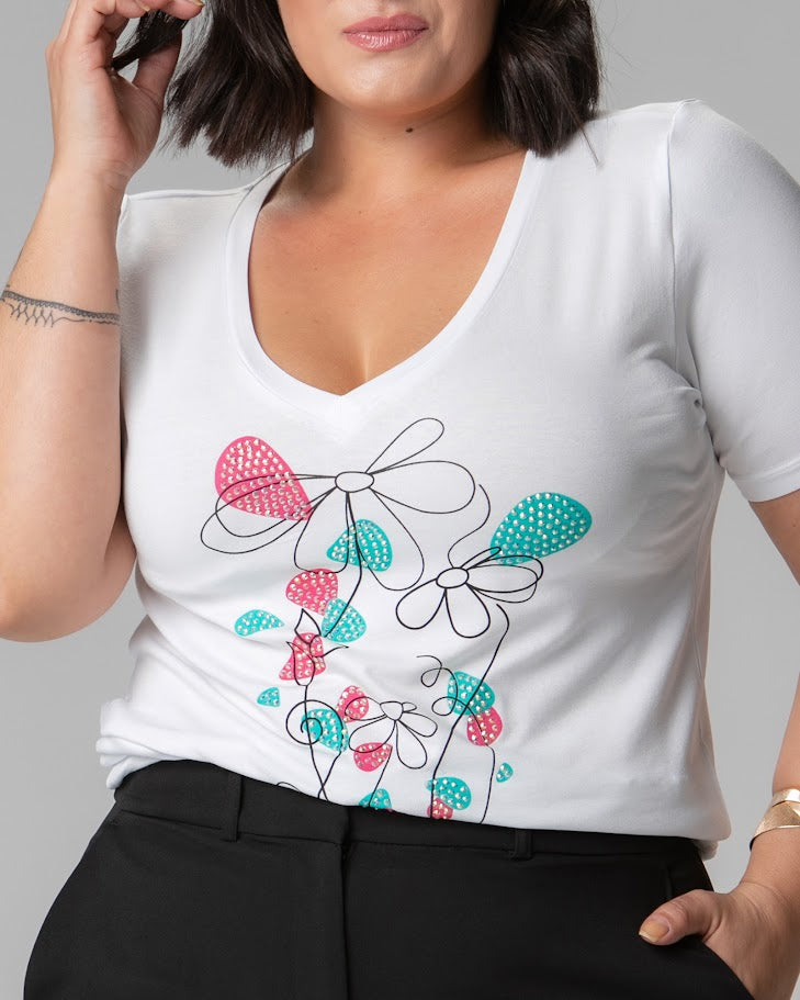 T-shirt Floral Abstrato